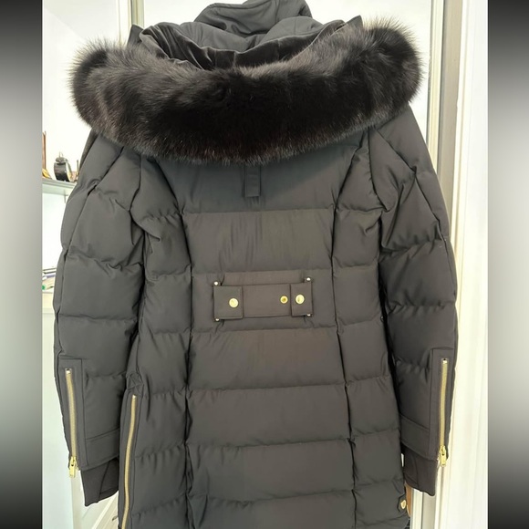 Womans Moose Knuckles Parka Black & Gold - Picture 2 of 6